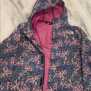 The North Face Kid’s Floral Raincoat - Blue, Pink, and White large